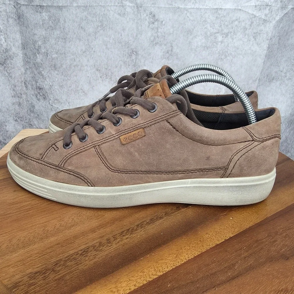 Ecco Soft 7 Sneakers Mens 8‎ / 8.5 Eu 42 Brown Leather Low Top Comfort Shoes *